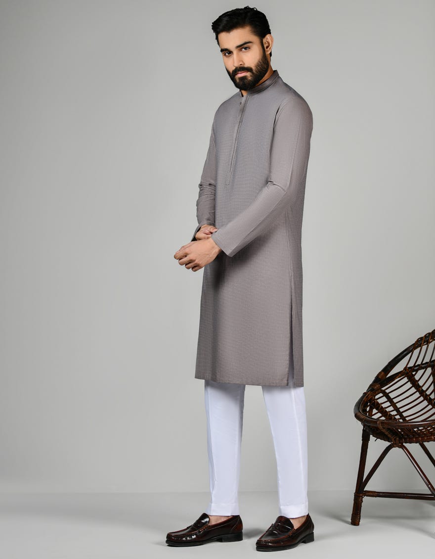 Mud Brown Cotton Men's Kurta | Jjk-S-34586