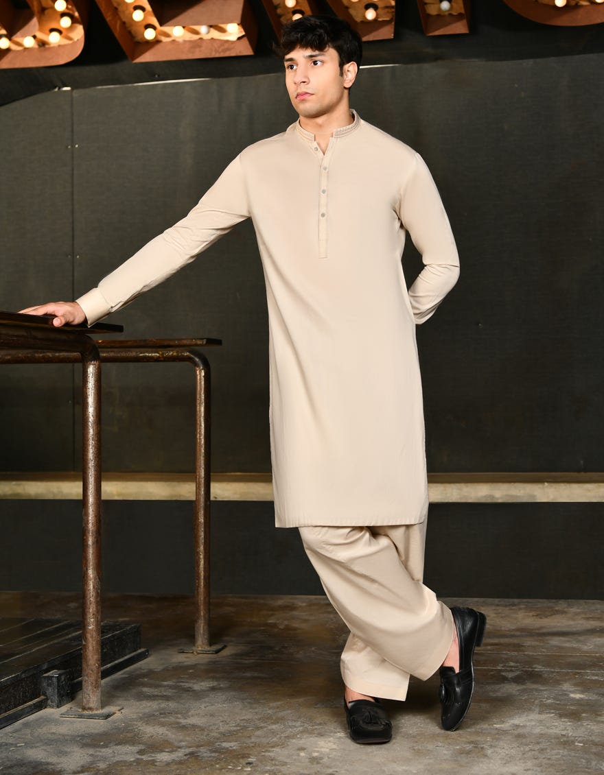 Fawn Cotton Teen Boy's Kameez Shalwar | Jtks-S-34593