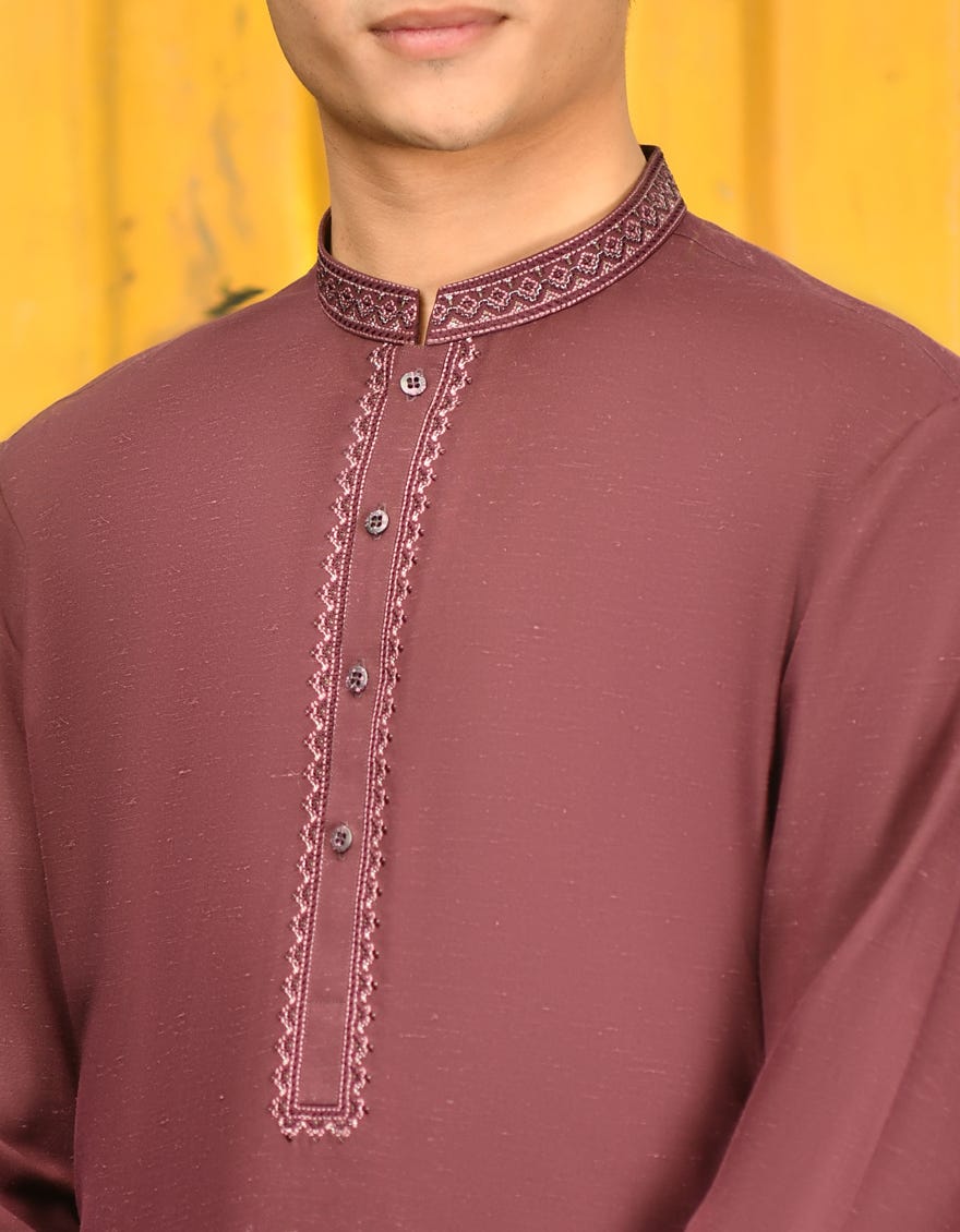 D.Maroon Blended Teen Boy's Kameez Shalwar | Jtks-A-34606