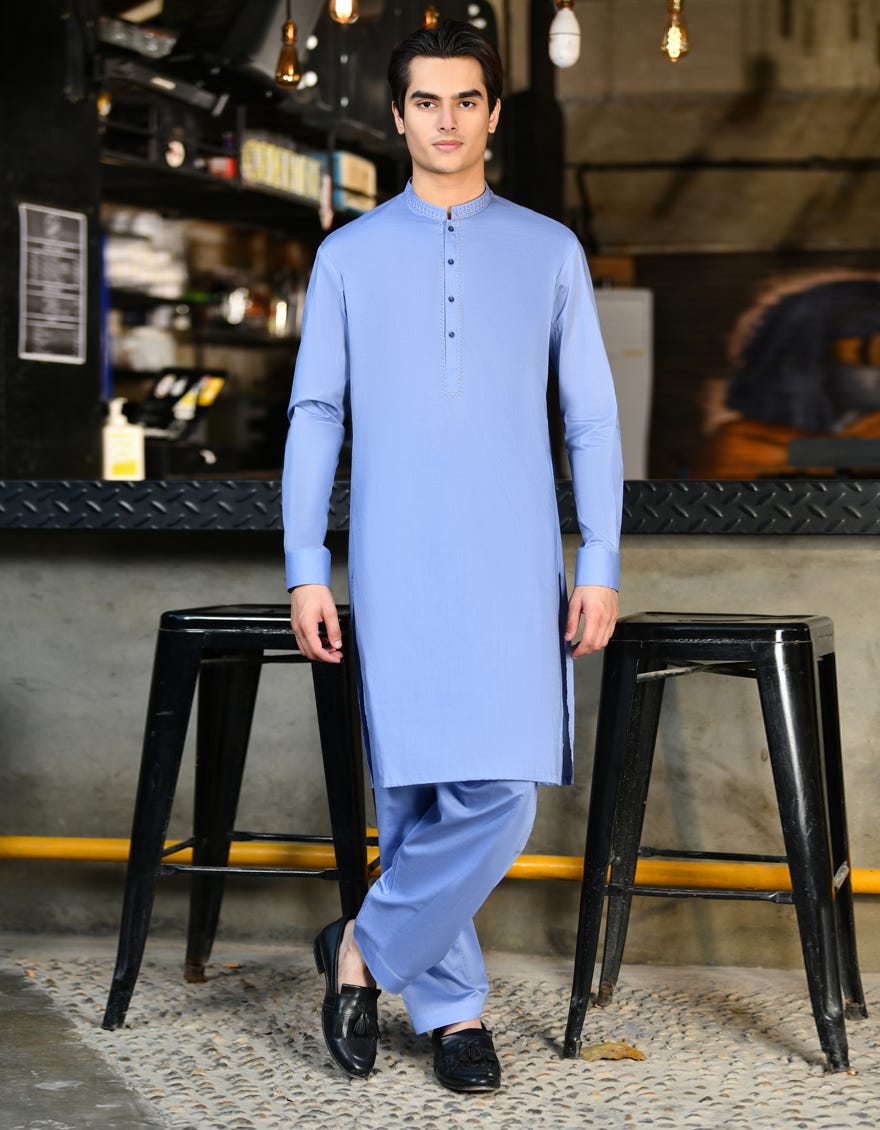 Sky Blue Cotton Teen Boy's Kameez Shalwar | Jtks-S-34611