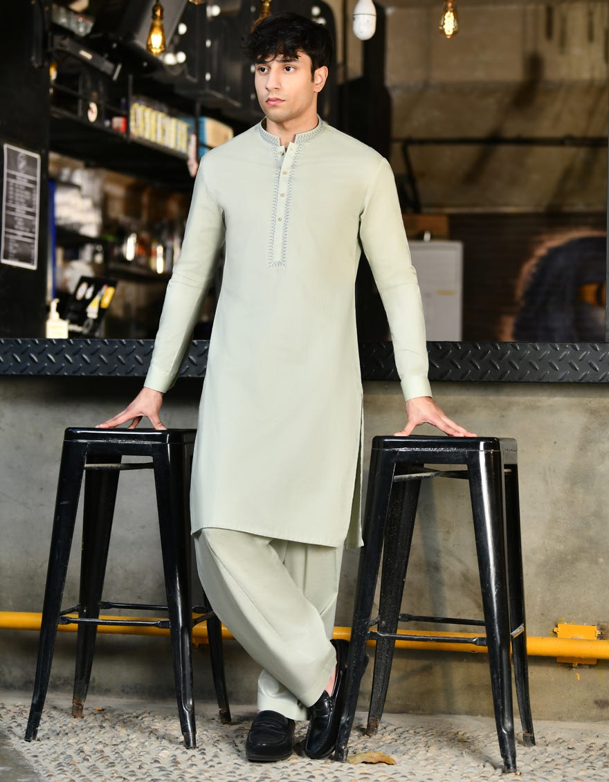 Jade Green Cotton Teen Boy's Kameez Shalwar | Jtks-A-34612
