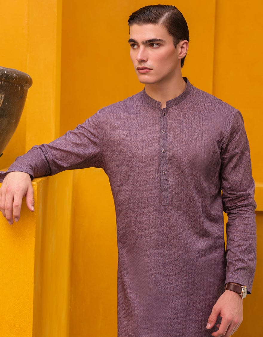 Purple Cotton Men's Kurta | Jjk-S-34615
