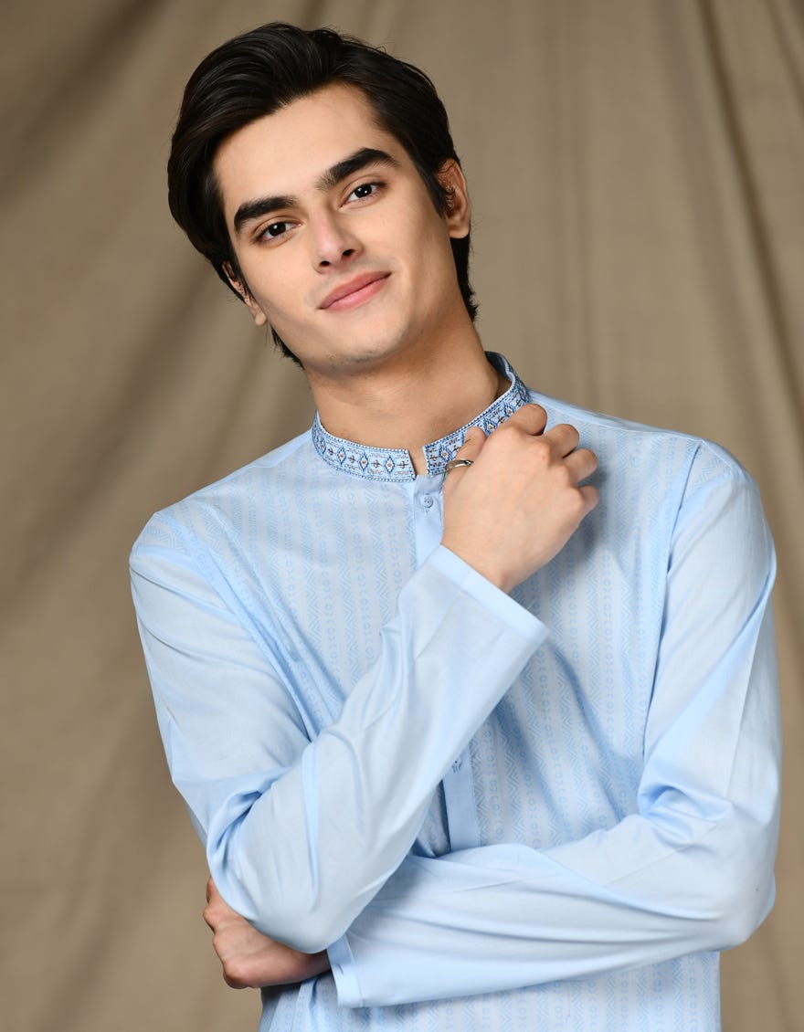 Sky Blue Teen Boy's Kurta | Jtk-S-34665