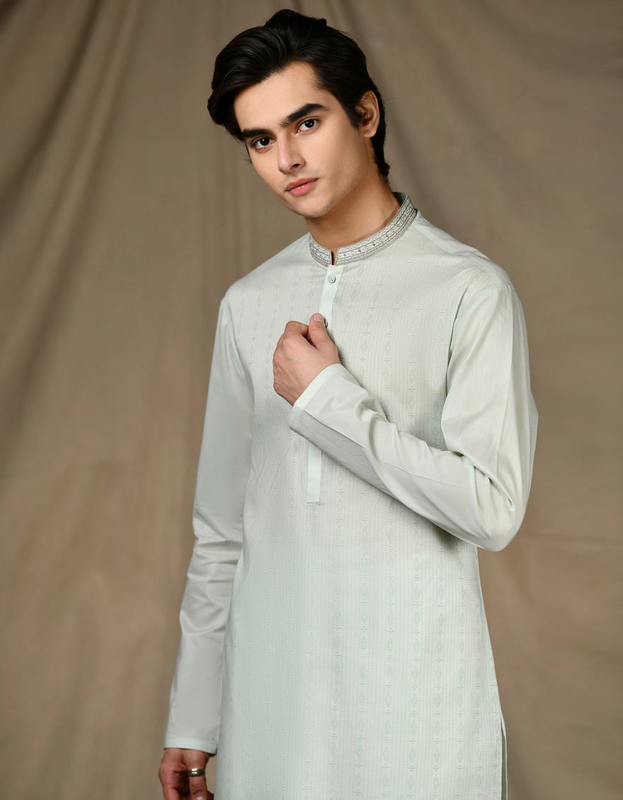 Apple Green Cotton Teen Boy's Kurta | Jtk-S-34666
