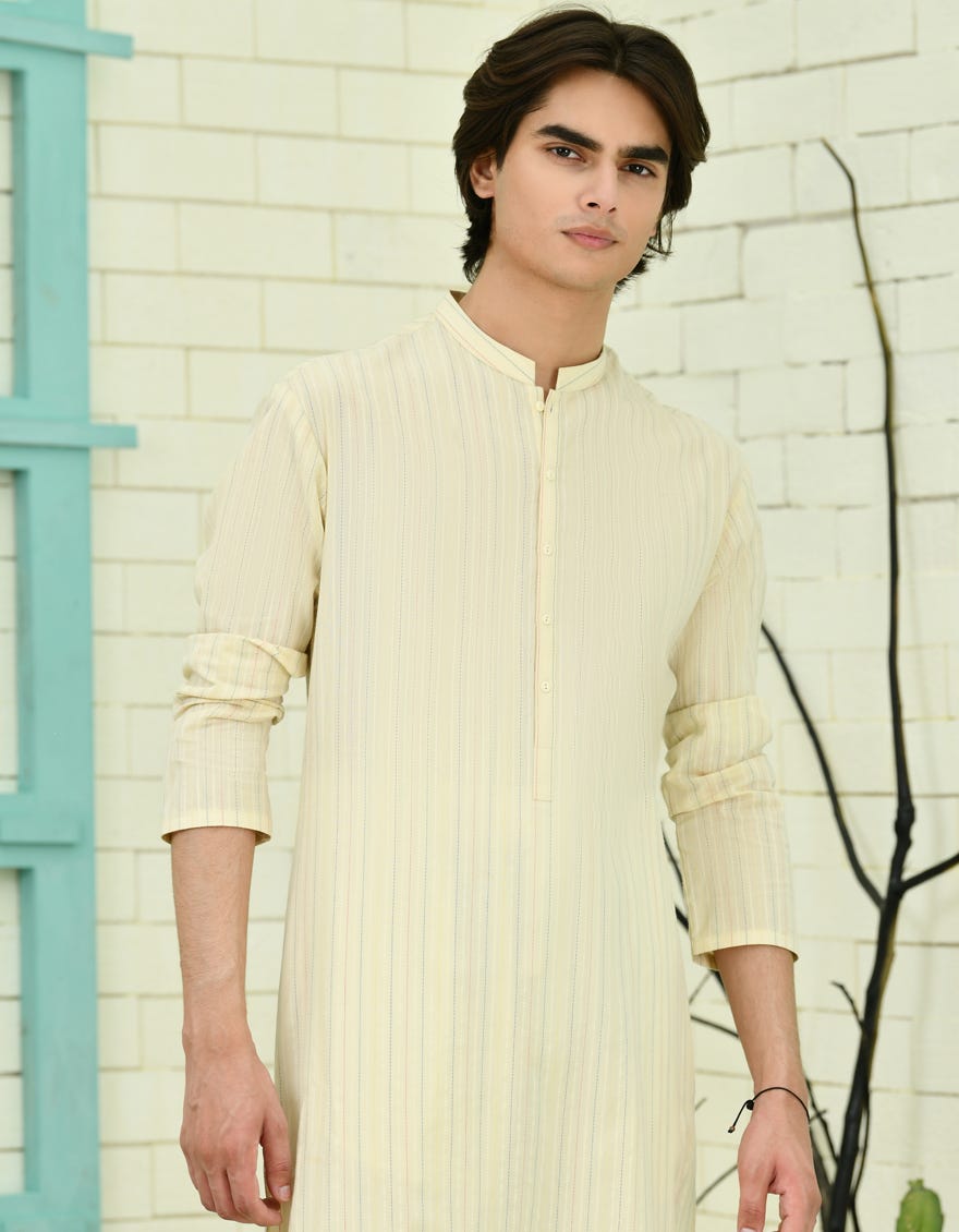 Cream Cotton Teen Boy's Kurta | Jtk-A-34735