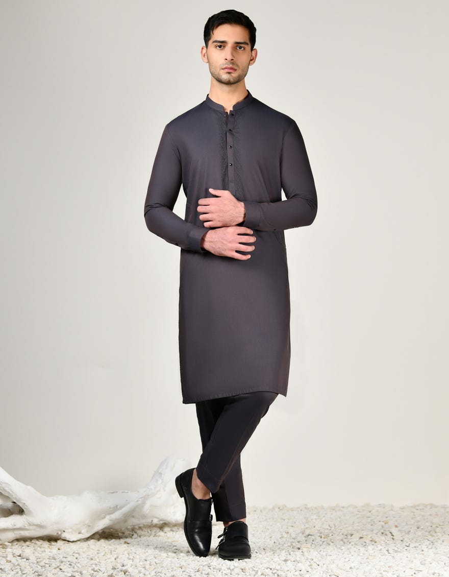 Dull Purple Blended Men's Kurta Pajama | Jjkp-A-34783