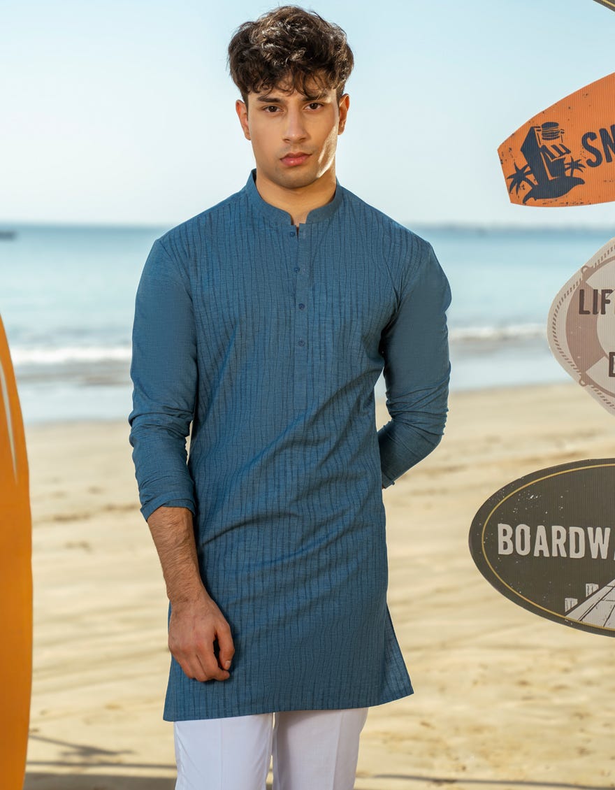 BLUE BLENDED KURTA | JTK-A-34976