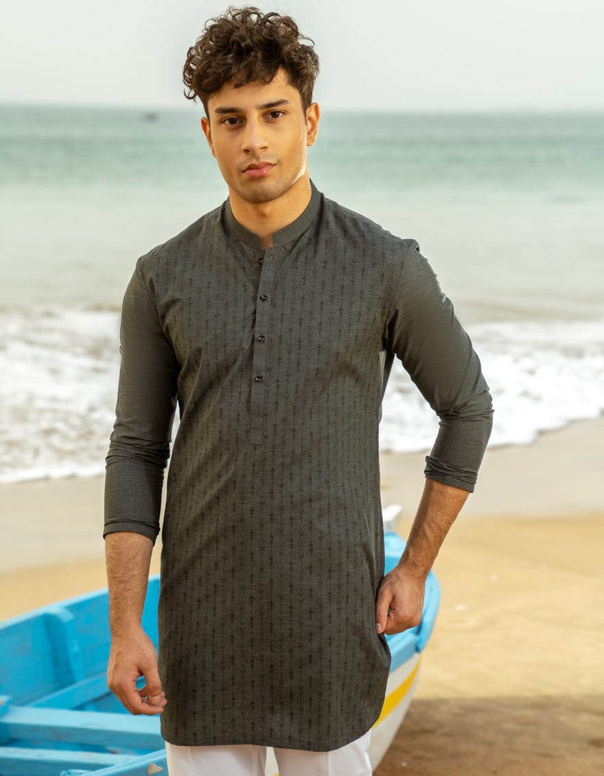 GREY BLENDED KURTA | JTK-A-34979