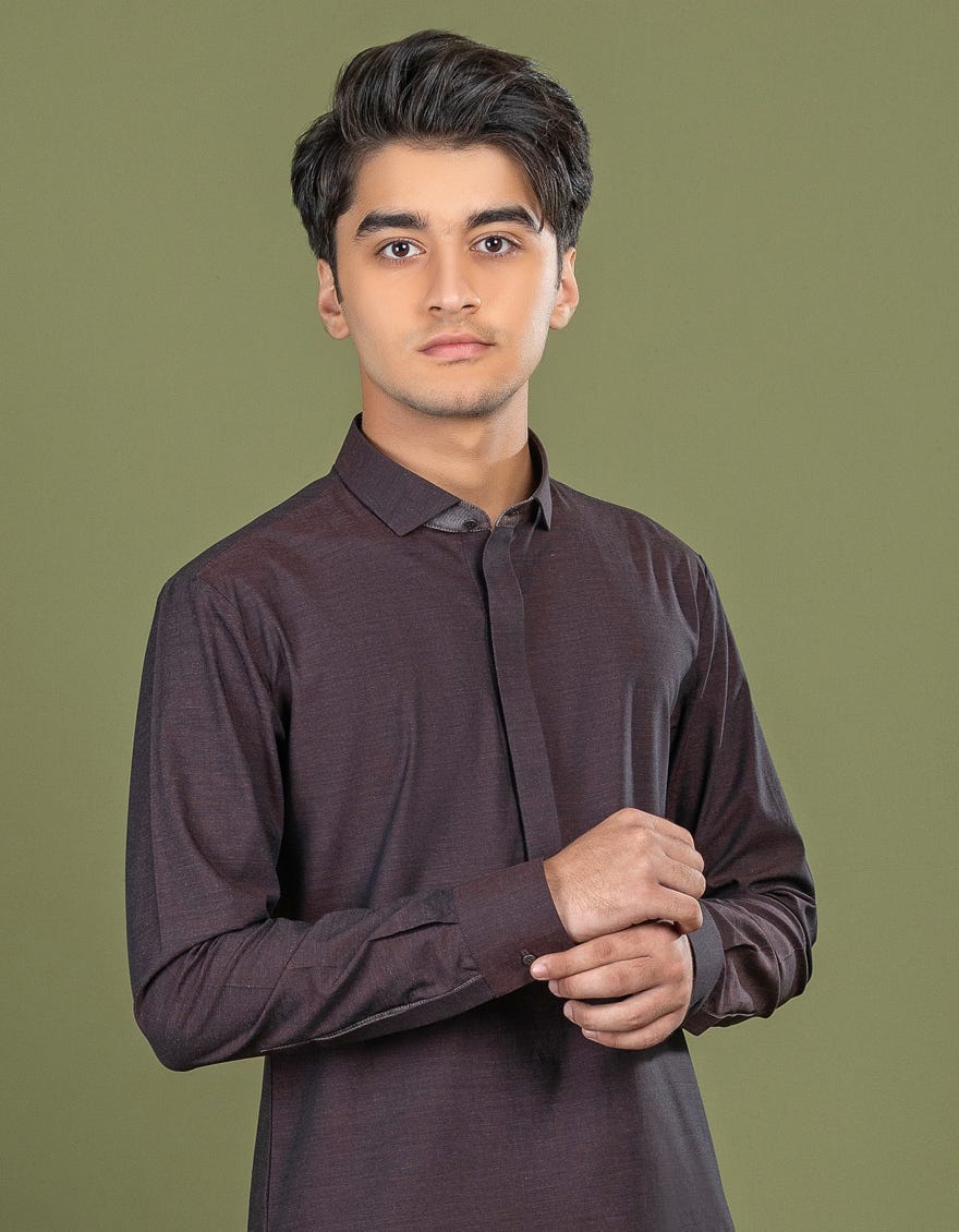 DARK BROWN COTTON KURTA PAJAMA | JTKP-A-35800