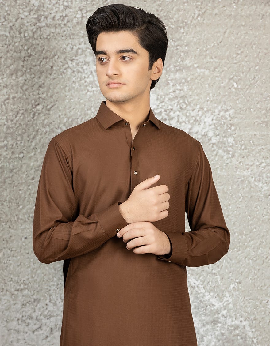 BROWN BLENDED KAMEEZ SHALWAR | JTKS-S-35831