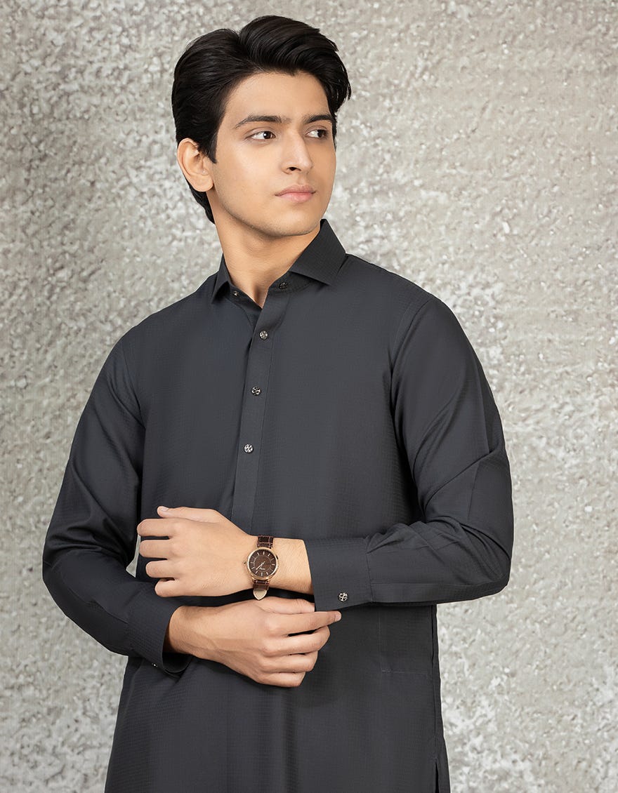 DARK GREY BLENDED KAMEEZ SHALWAR | JTKS-S-35832