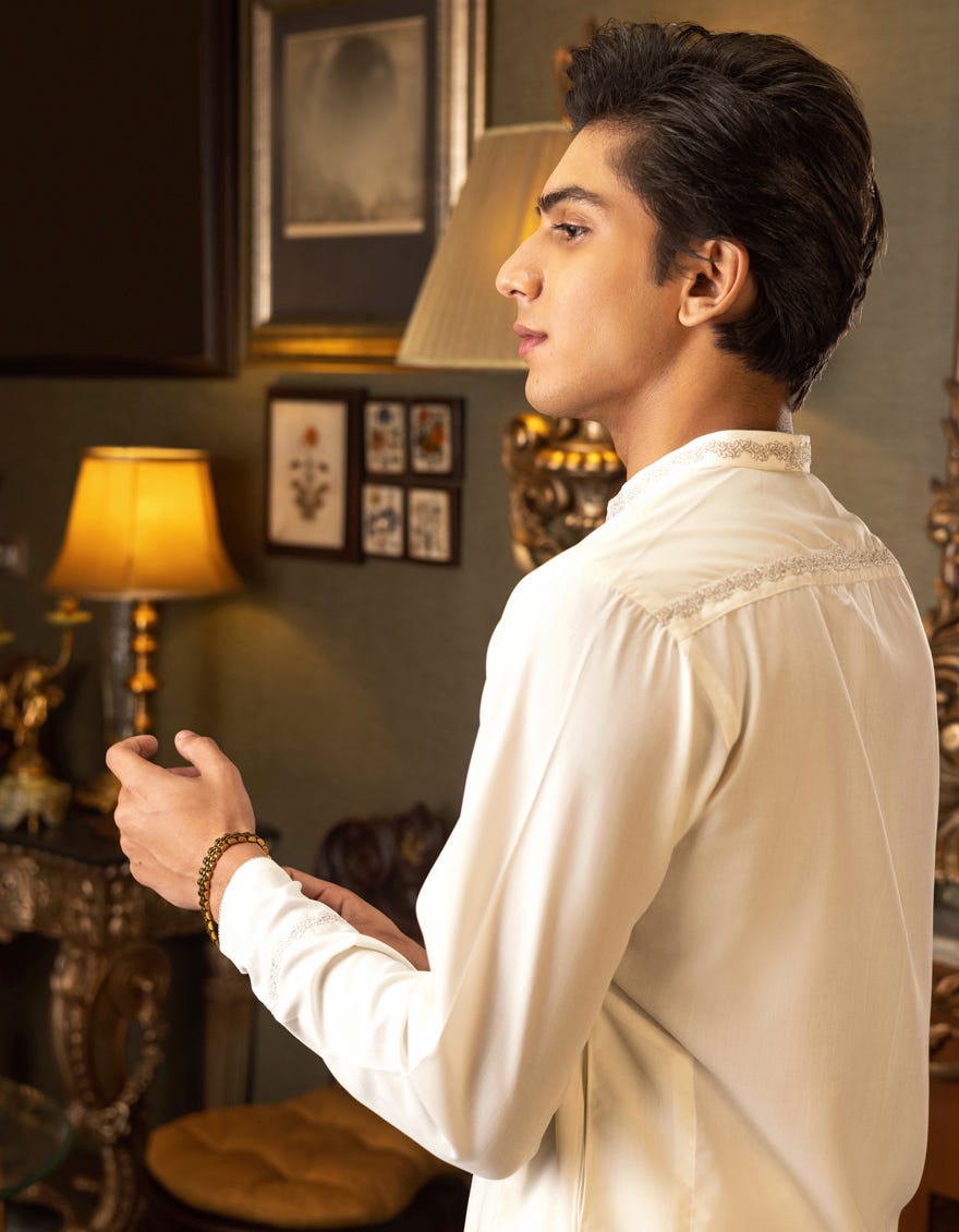 OFF WHITE COTTON KAMEEZ SHALWAR | JTKS-S-35845