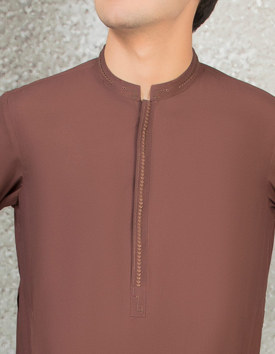 LIVER BROWN BLENDED KAMEEZ SHALWAR | JTKS-S-35861