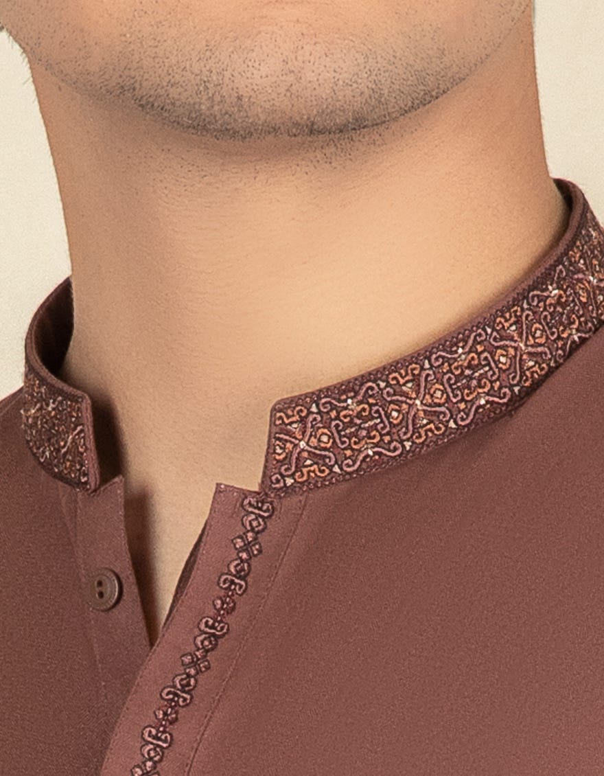 RUSTY BROWN BLENDED KAMEEZ SHALWAR | JTKS-S-35927