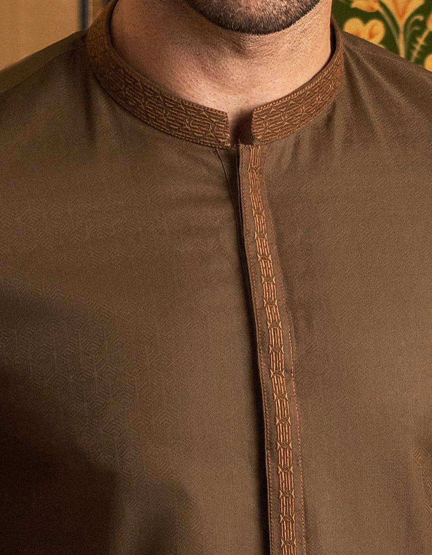BROWN COTTON KURTA | JJK-S-36886