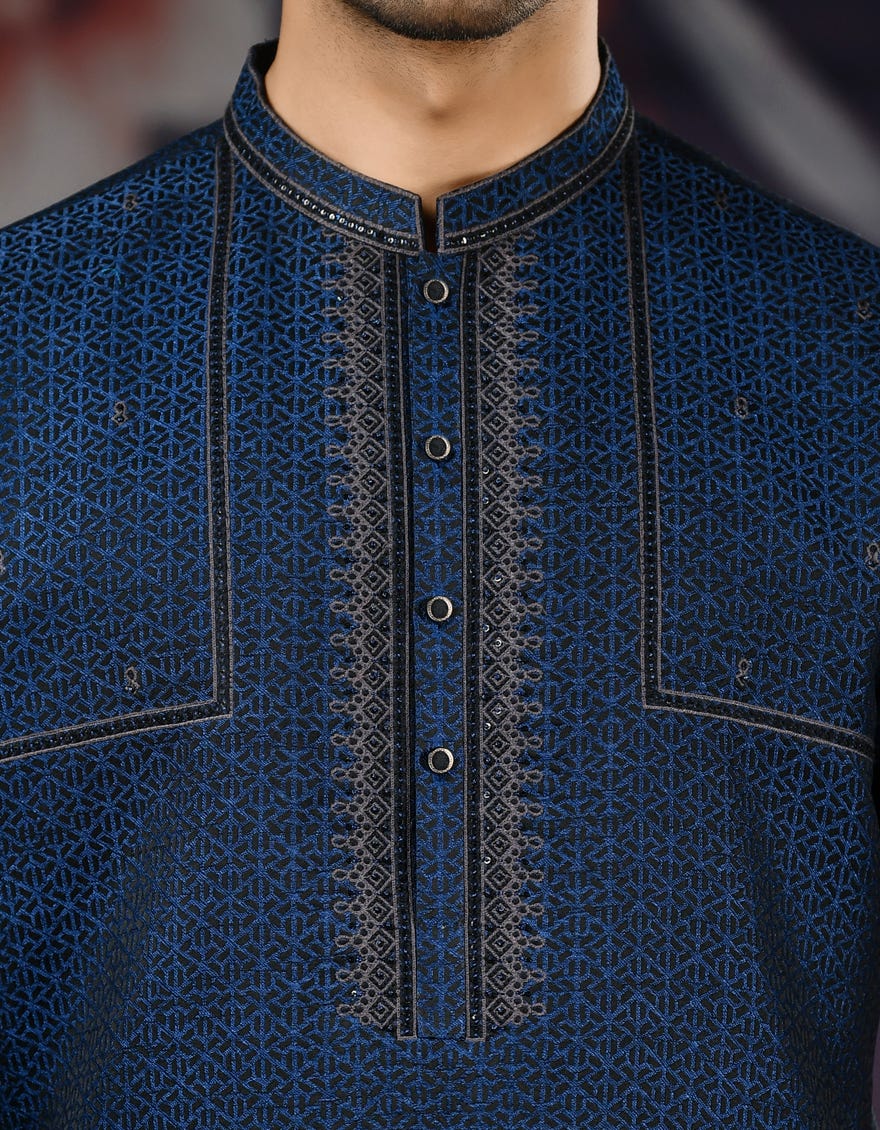 NAVY BLUE COTTON SPECIAL KURTA | JJK-SP-37580