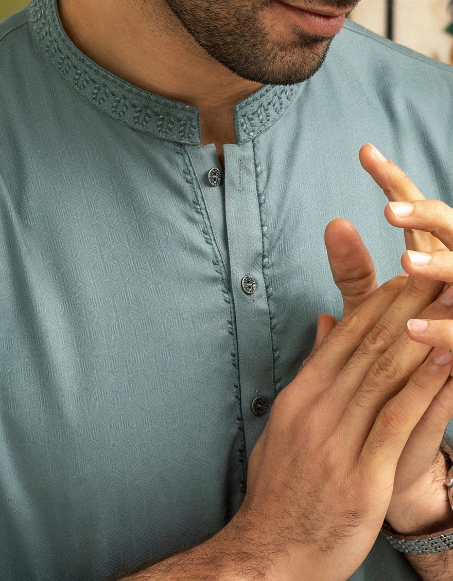 JADE GREEN COTTON KURTA | JJK-S-37586