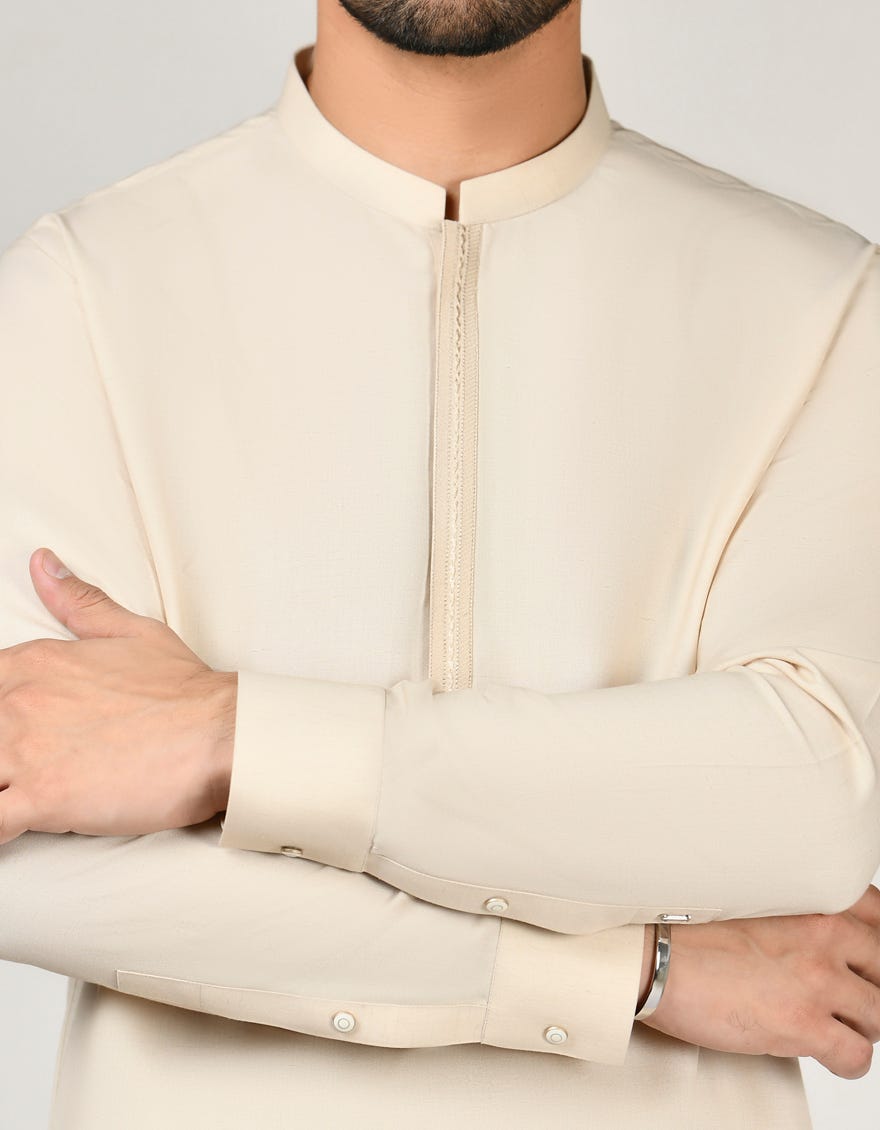 Brown Blended Men's Kameez Shalwar | Jjks-A-37814