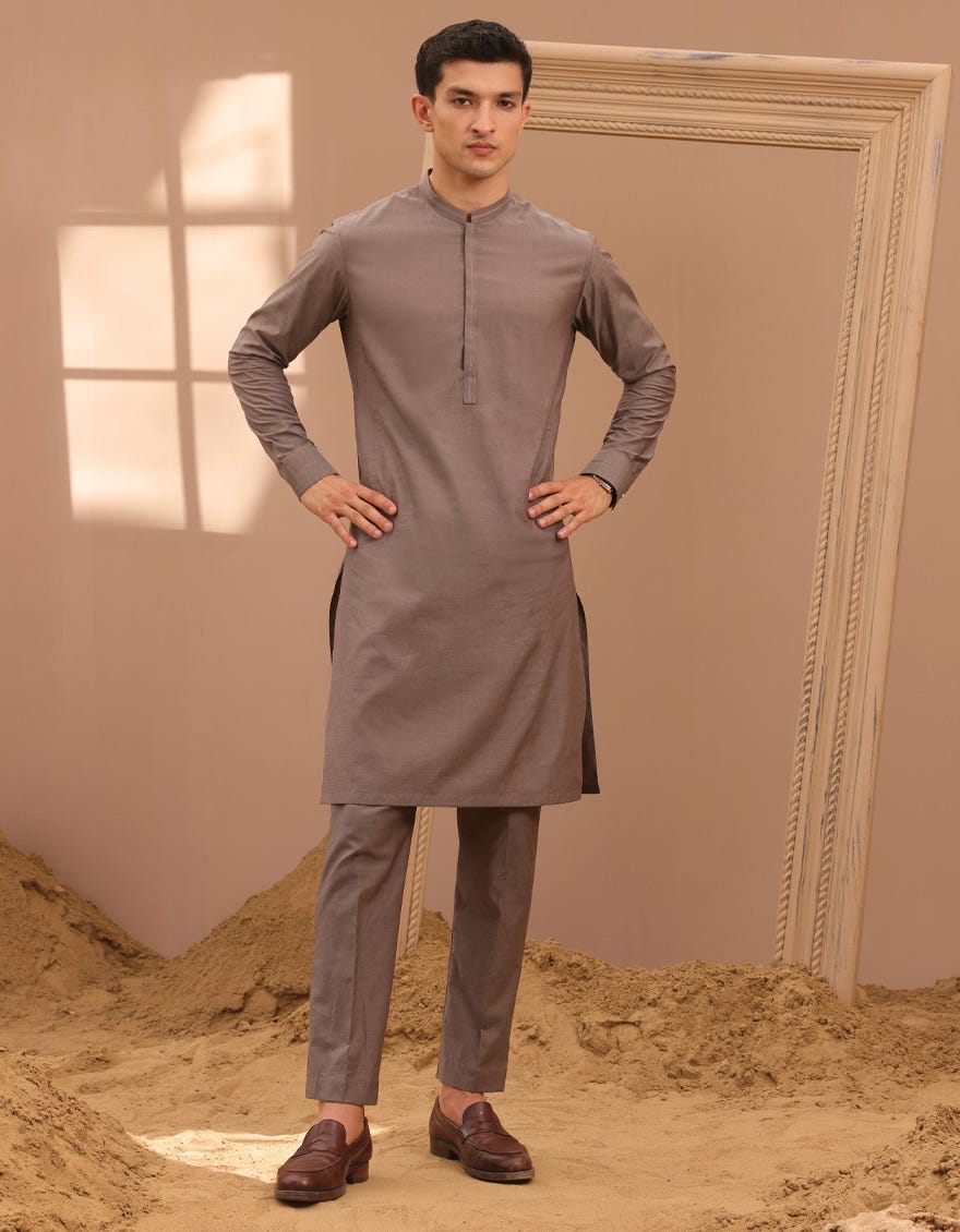 Brown Blended Men's Kurta Pajama | Jjkp-A-37902