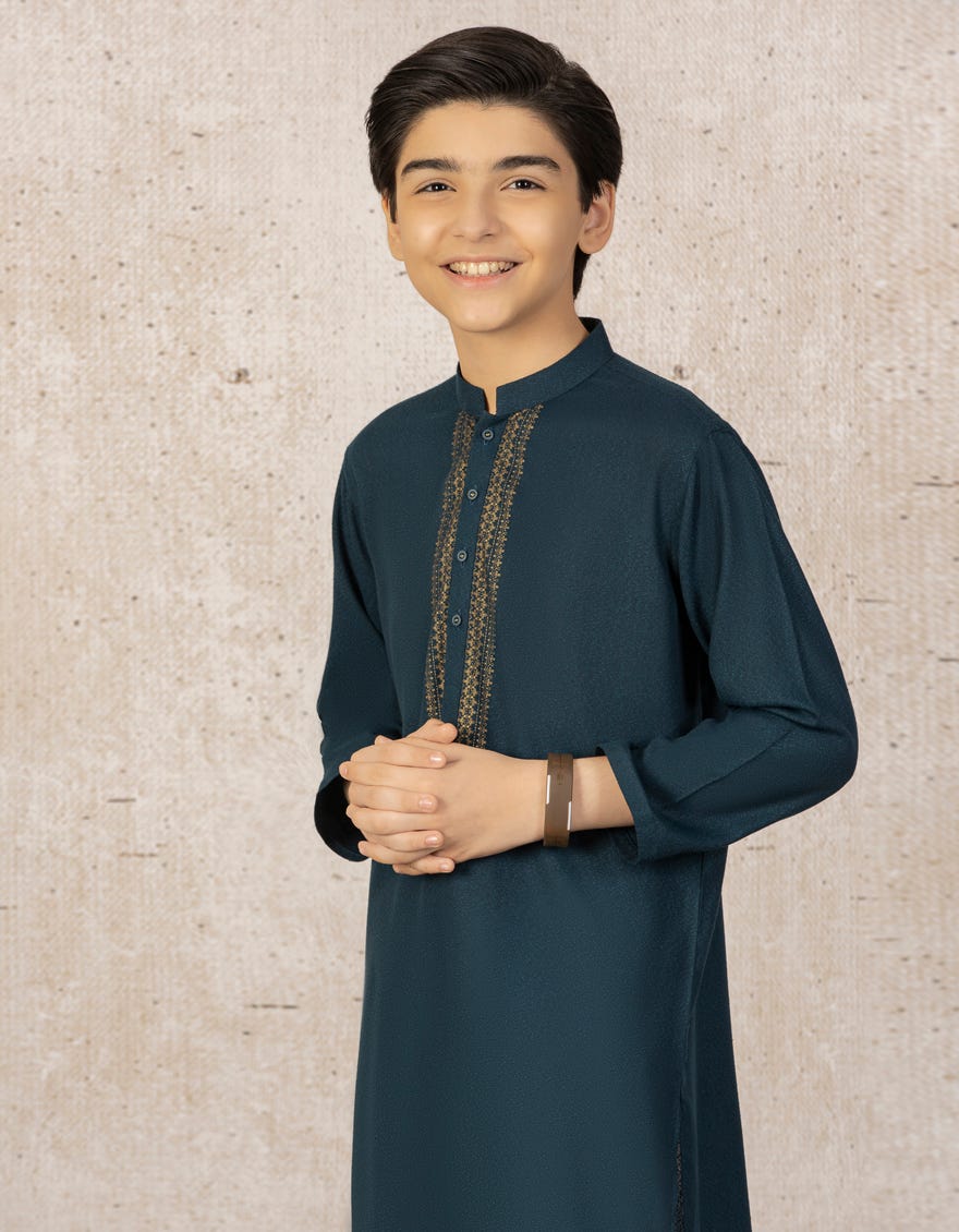 TEAL GREEN BLENDED KURTA | JCK-A-38426