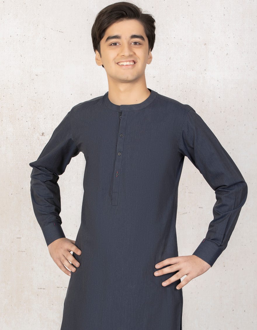 DARK GREY COTTON KURTA PAJAMA | JTKP-A-38432