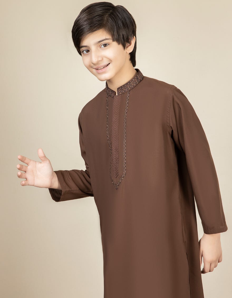 BROWN BLENDED KAMEEZ SHALWAR | JCKS-S-38440