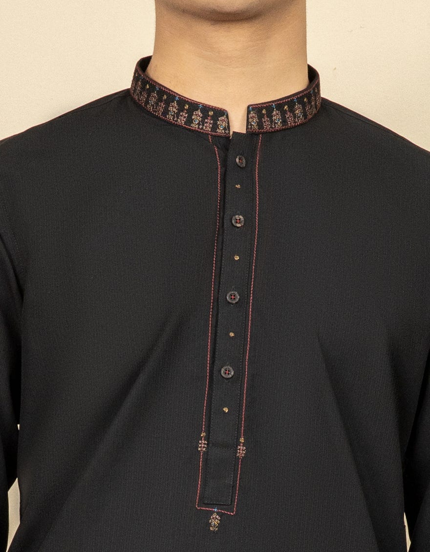 BLACK BLENDED KAMEEZ SHALWAR | JTKS-S-38459