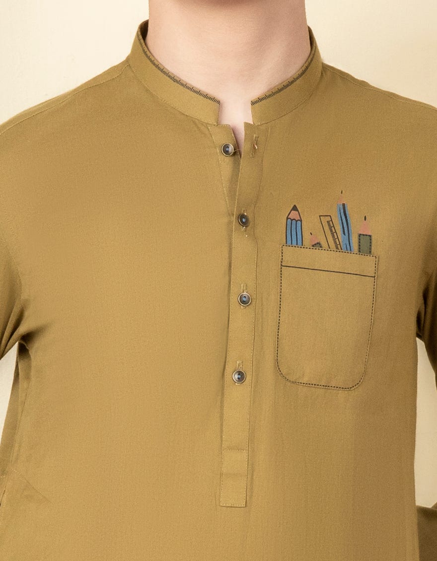 OLIVE GREEN COTTON KURTA | JCK-S-38611