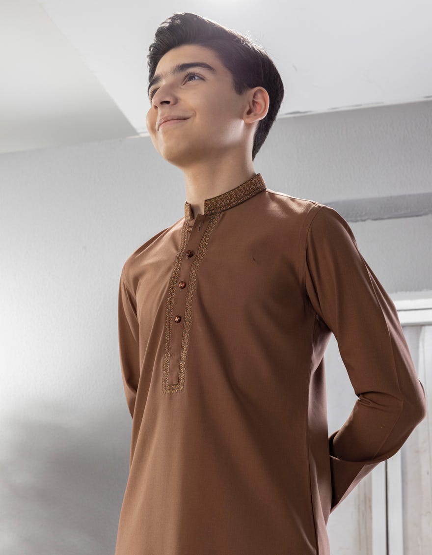 BROWN BLENDED KAMEEZ SHALWAR | JCKS-A-38644