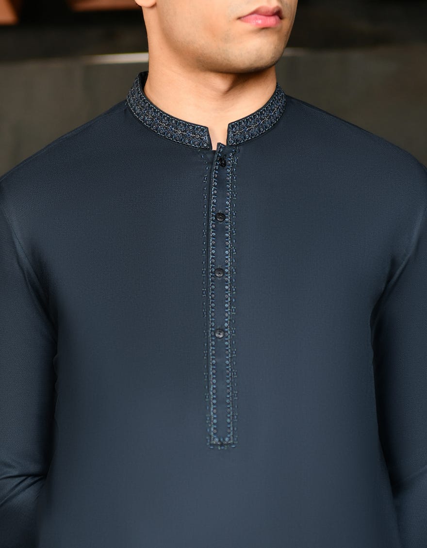 Peacock Green Blended Teen Boy's Kameez Shalwar | Jtks-S-38843