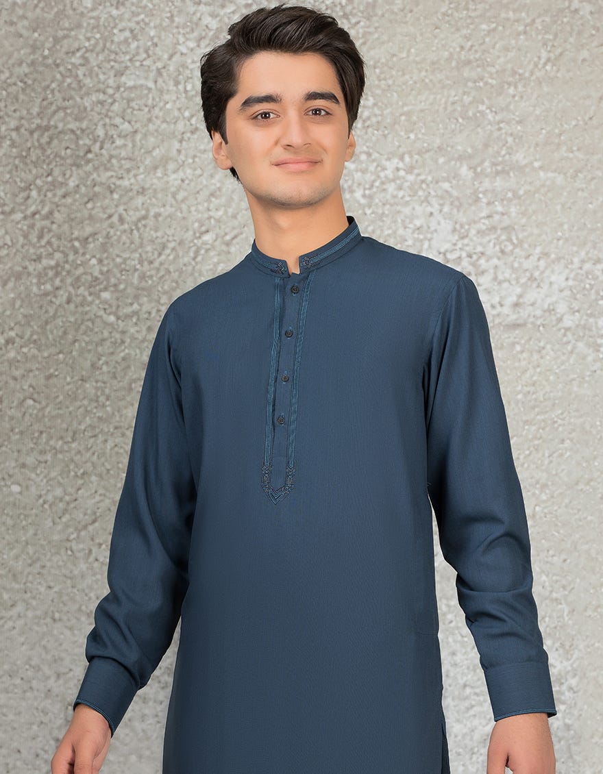 TEAL BLENDED KAMEEZ SHALWAR | JTKS-S-39279
