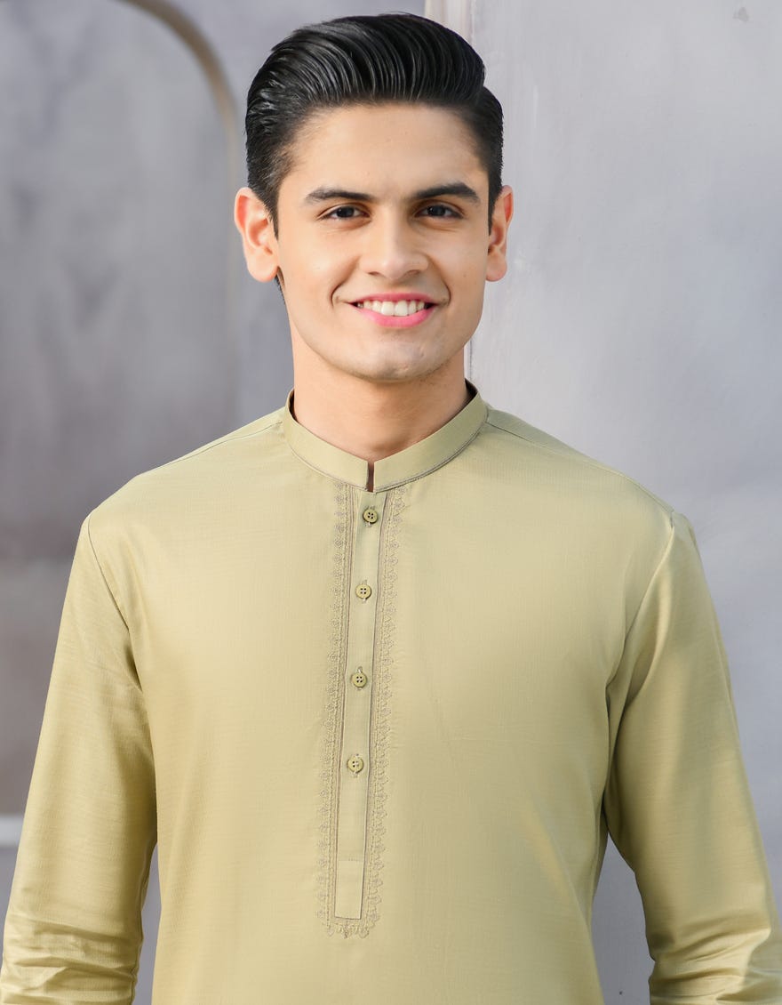 BEIGE COTTON KAMEEZ SHALWAR | JTKS-S-39310