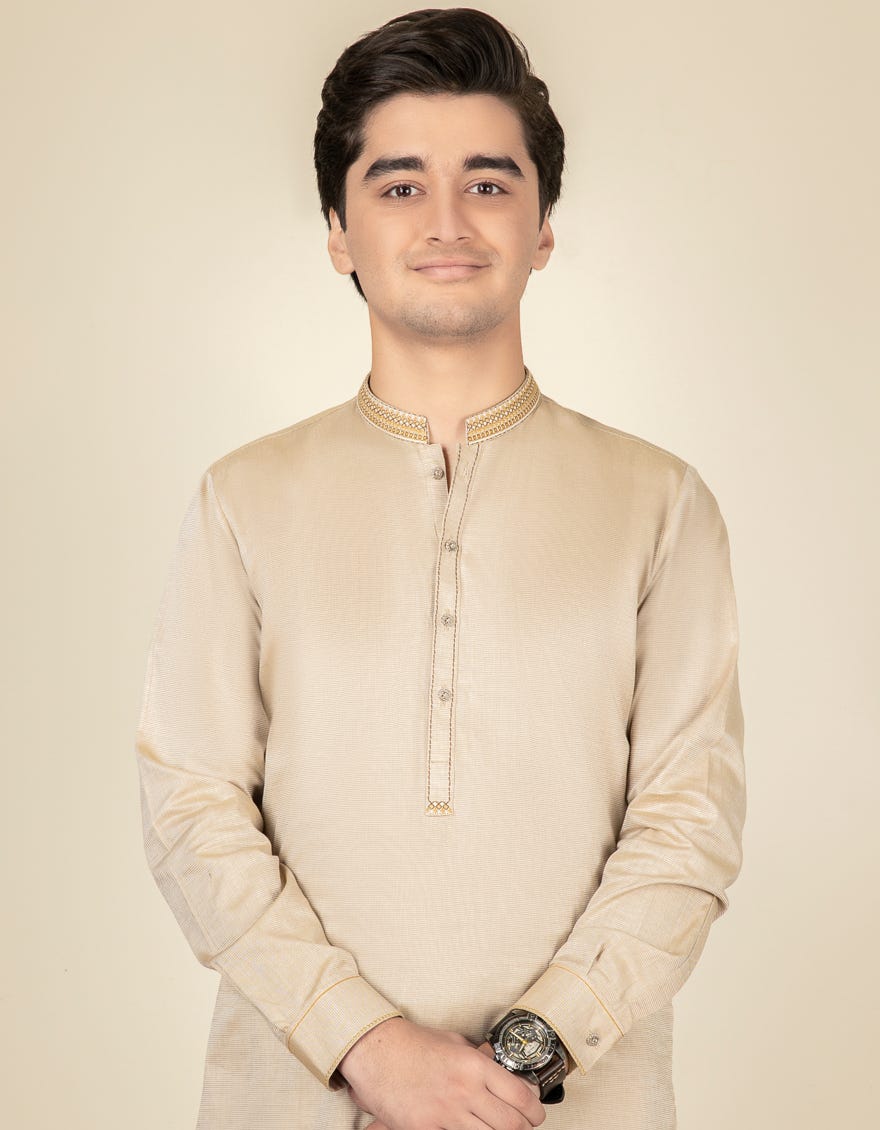 BEIGE COTTON KURTA PAJAMA | JTKP-S-39320