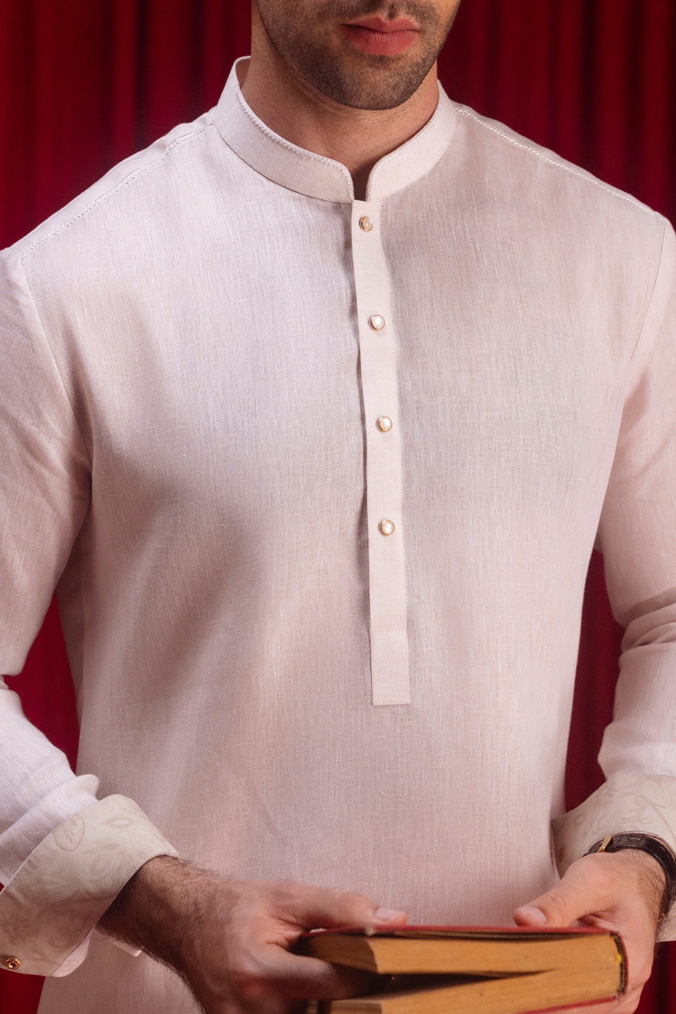 BOLIVIA - BEIGE LINEN KURTA TROUSER