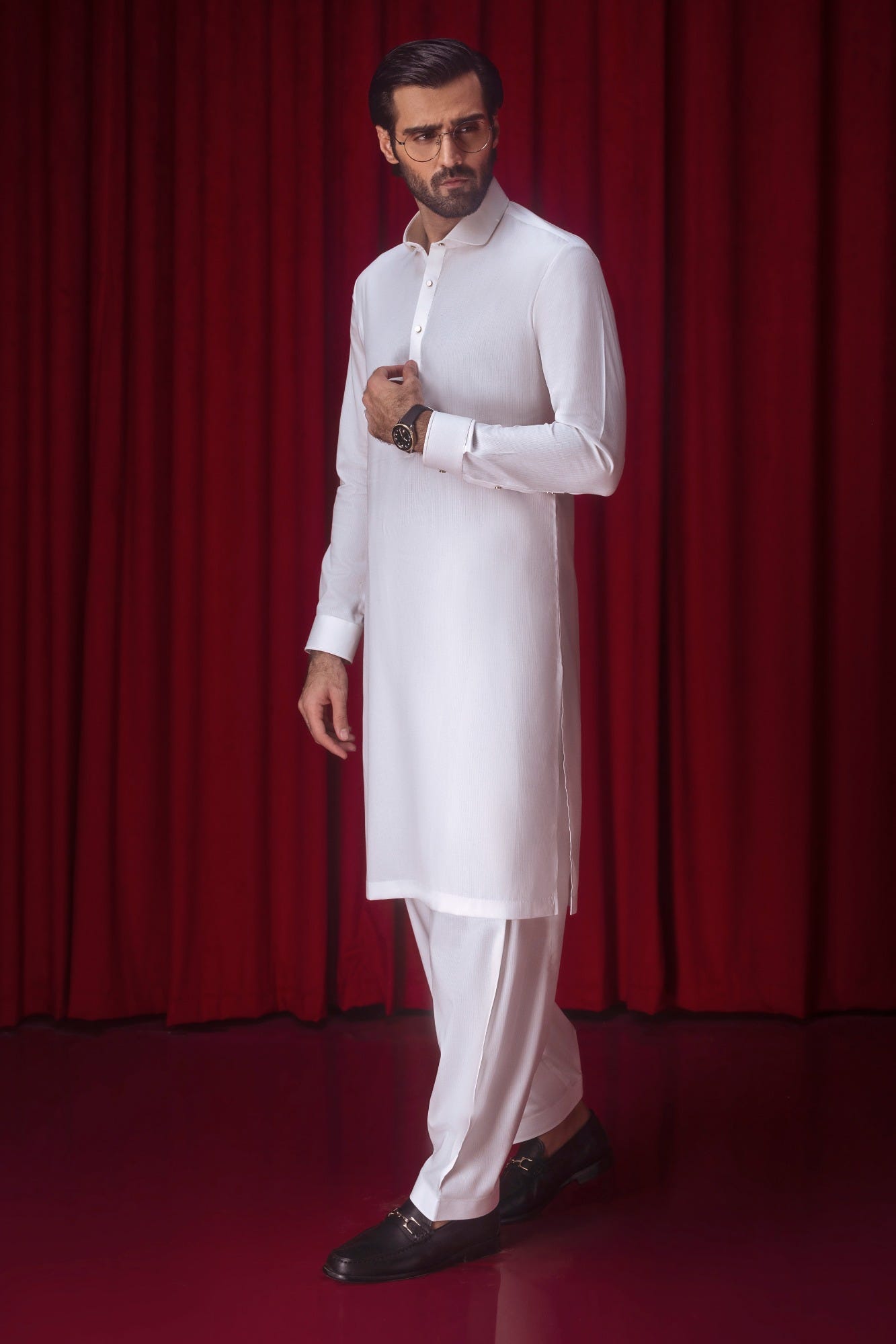 SAN MARCO - CREAM BLENDED KAMEEZ SHALWAR