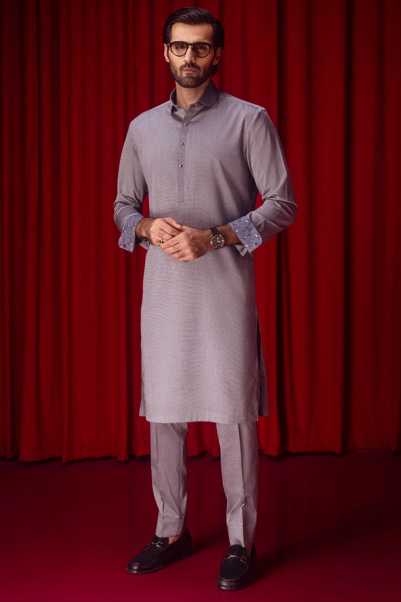 MALAWI - CHARCOAL COTTON KURTA TROUSER