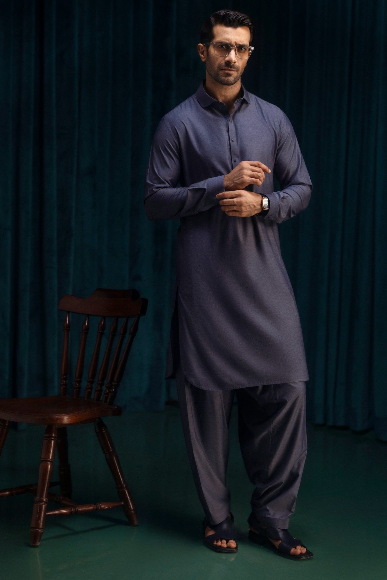 MANILA - GREY BLENDED KAMEEZ SHALWAR