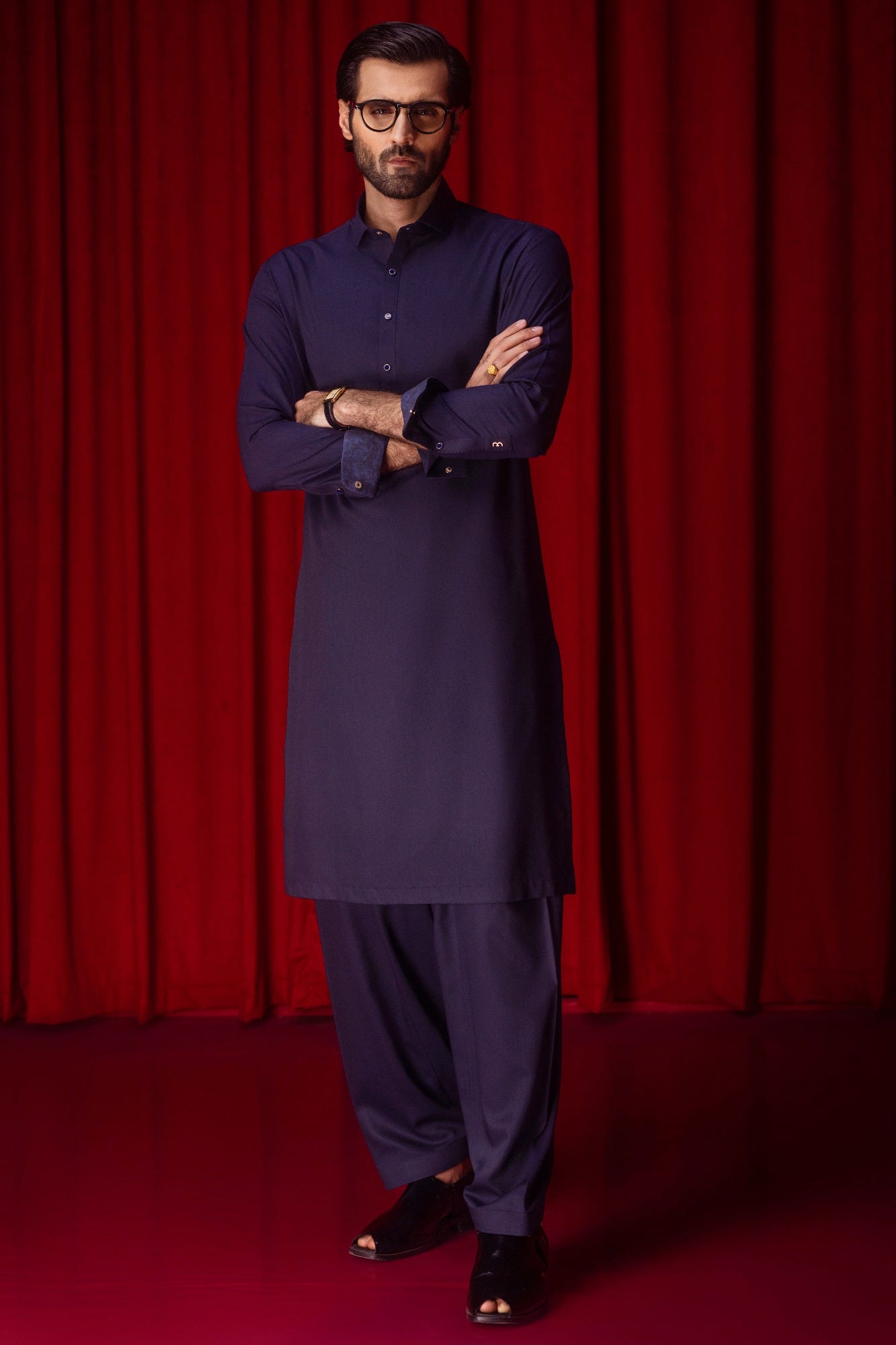SANTA MARIA - NAVY BLENDED EXCLUSIVE KAMEEZ SHALWAR