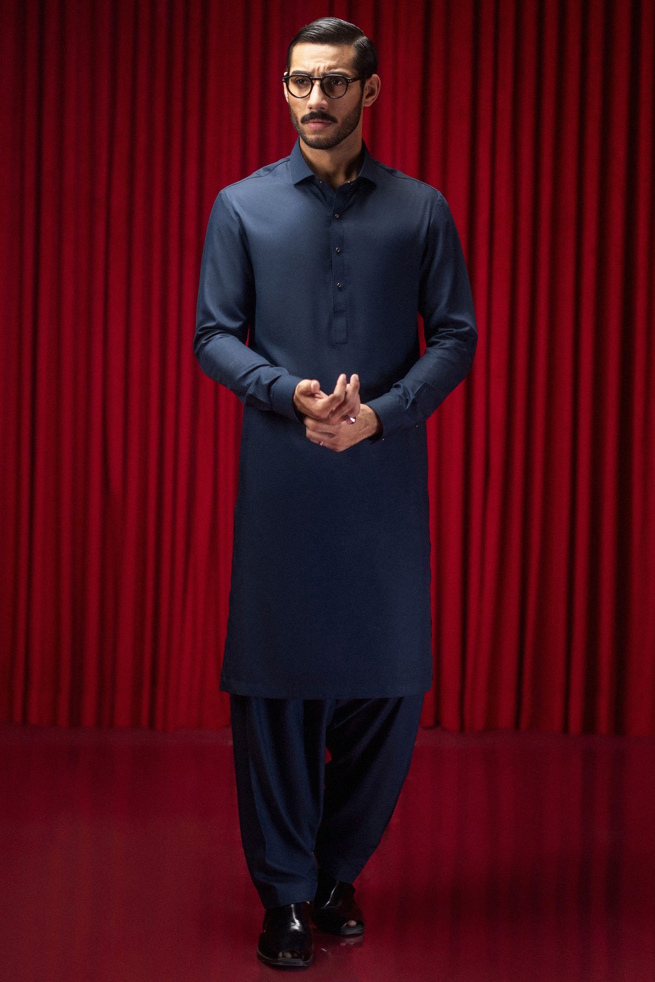 ELPASO - NAVY BLENDED KAMEEZ SHALWAR