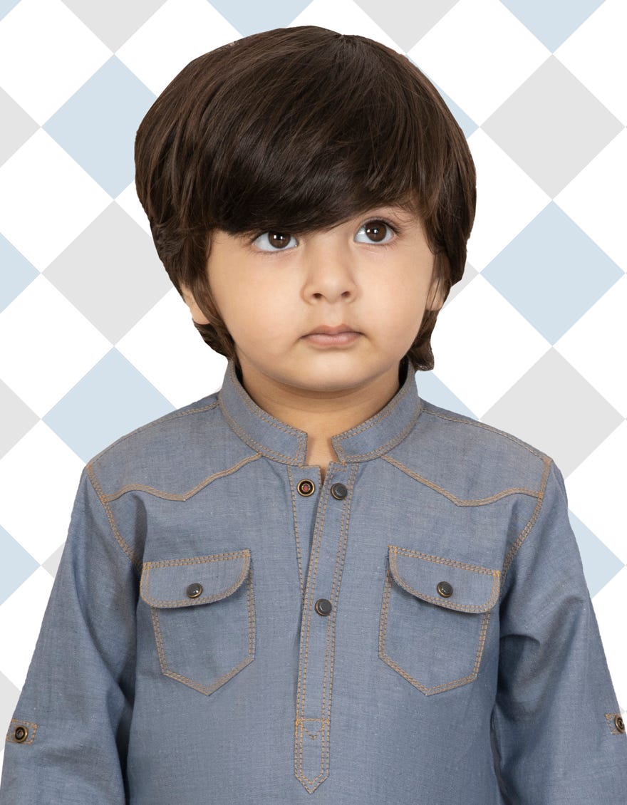 DENIM BLUE COTTON KAMEEZ SHALWAR | JJIKP-A-40165