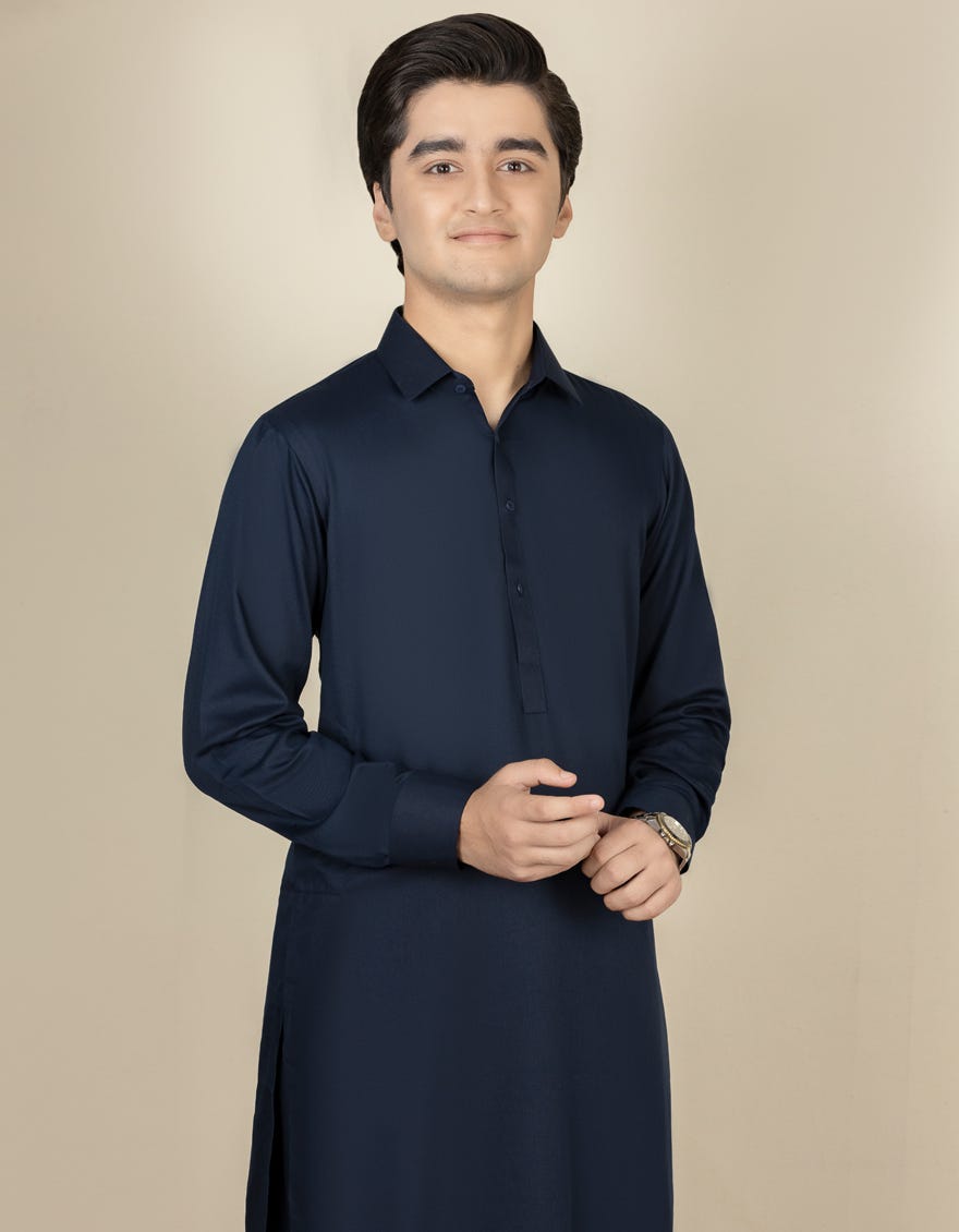 Blue Blended Teen Boy's Kameez Shalwar | Jtks-A-40198-R8-Ap