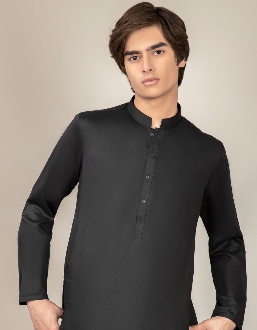 BLACK BLENDED CASUAL KAMEEZ SHALWAR | JTKS-S-40200-AP
