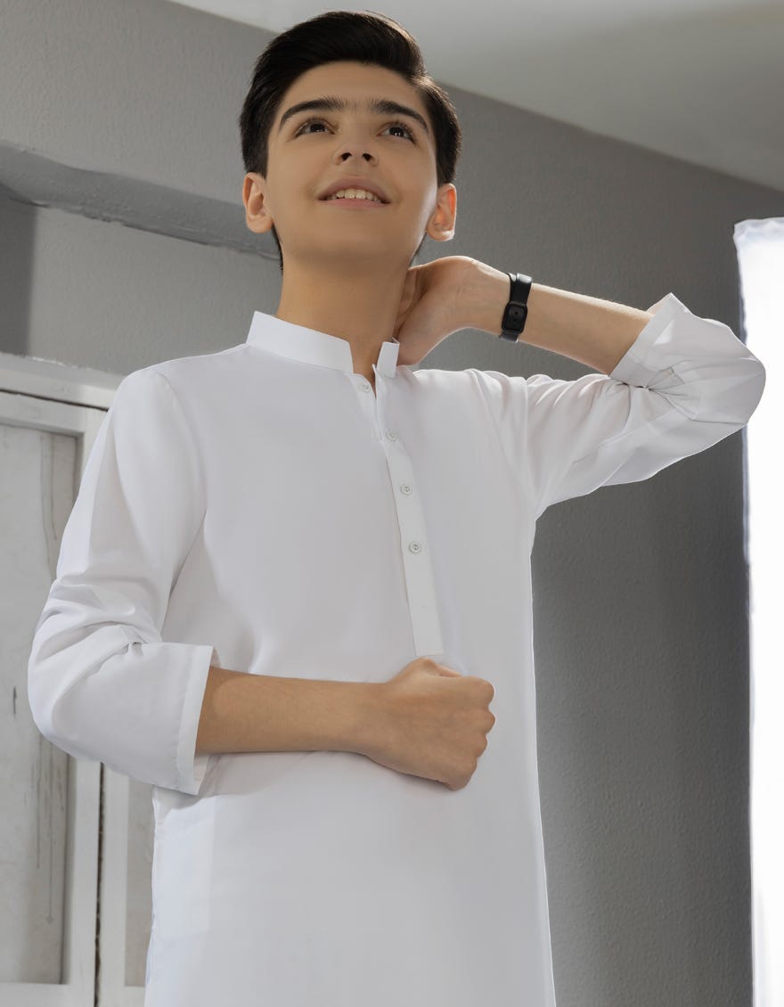 WHITE BLENDED KURTA SHALWAR | JCKS-A-40221-R11-AP