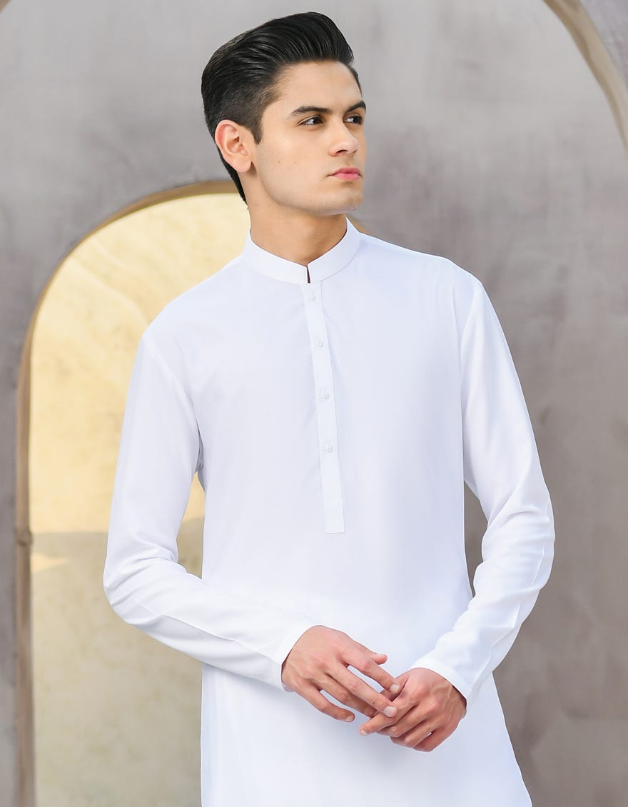 WHITE BLENDED KAMEEZ SHALWAR | JTKS-S-40223-R1-AP