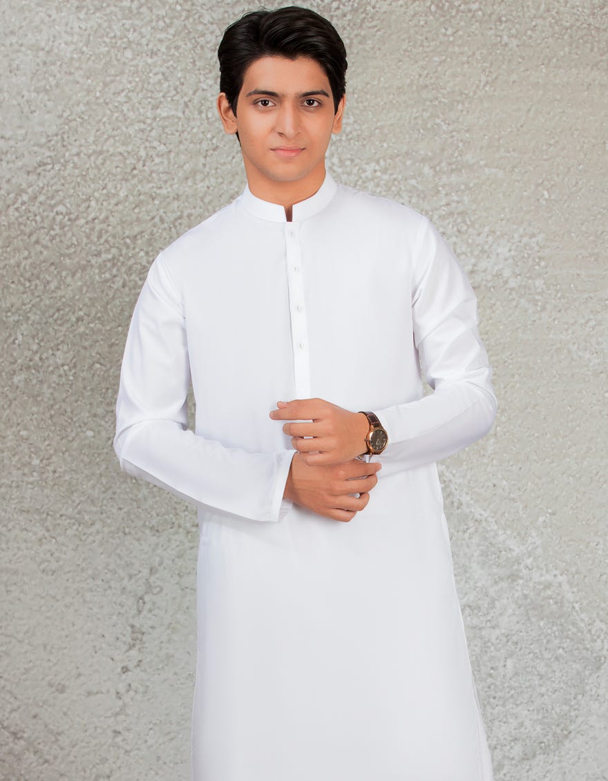 WHITE BLENDED KAMEEZ SHALWAR | JTKS-S-40223-AP