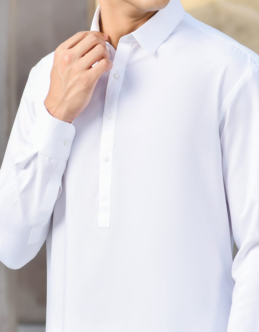 WHITE BLENDED KAMEEZ SHALWAR | JTKS-S-40224-R1