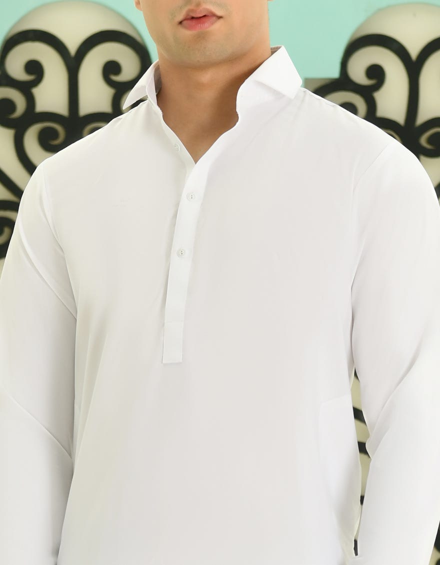 White Blended Teen Boy's Kameez Shalwar | Jtks-A-40224-R11-Ap