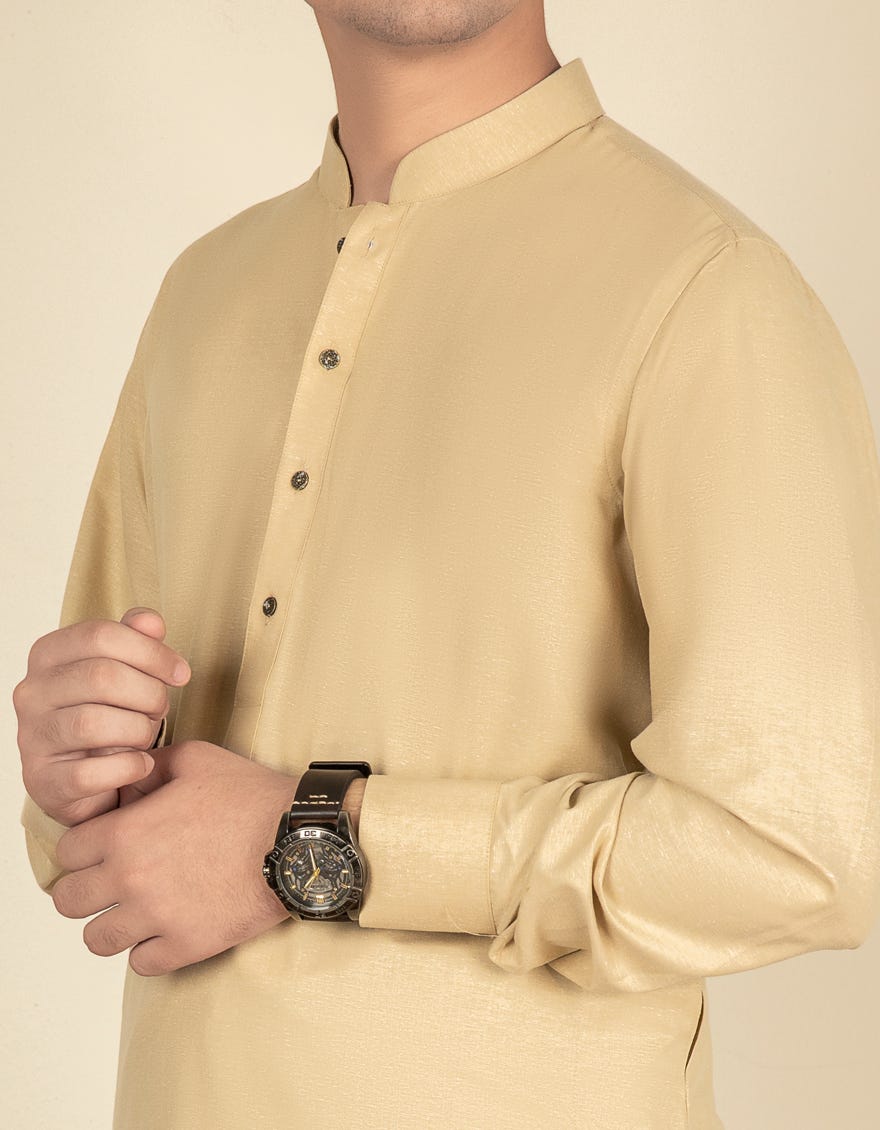 BEIGE BLENDED KAMEEZ SHALWAR | JTKS-S-40270