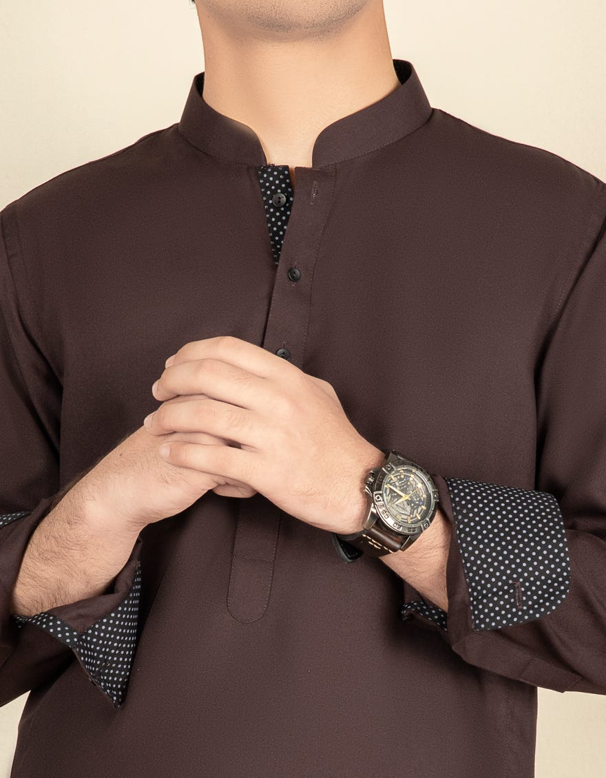 BURGUNDY BLENDED KAMEEZ SHALWAR | JTKS-S-40272