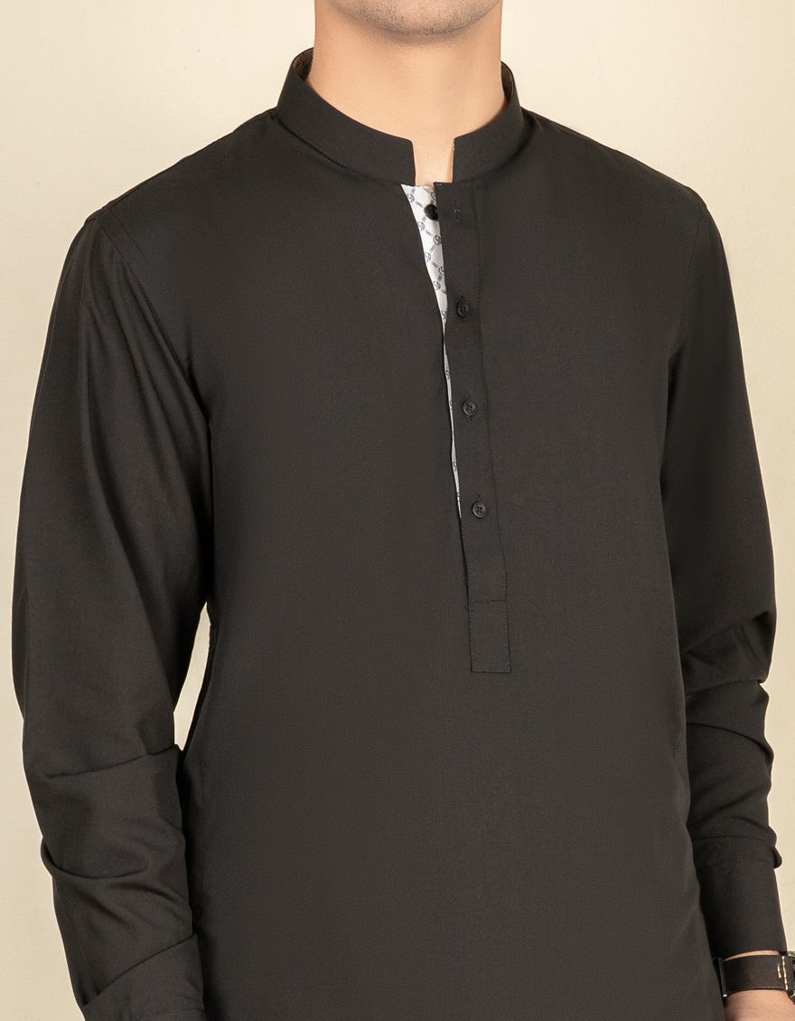 BLACK BLENDED KAMEEZ SHALWAR | JTKS-S-40274